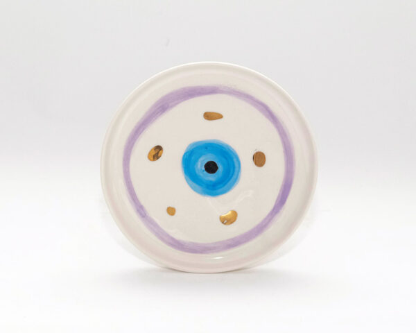 98 Mor Nazar Boncuğu Desenli Altın Dekorlu Stoneware Tabak v2